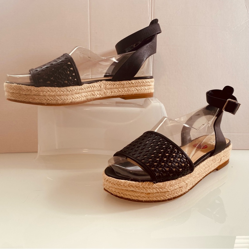 Vince Camuto Size 10M Black Woven Espadrille Platform Ankle Straps Causal/ Bus